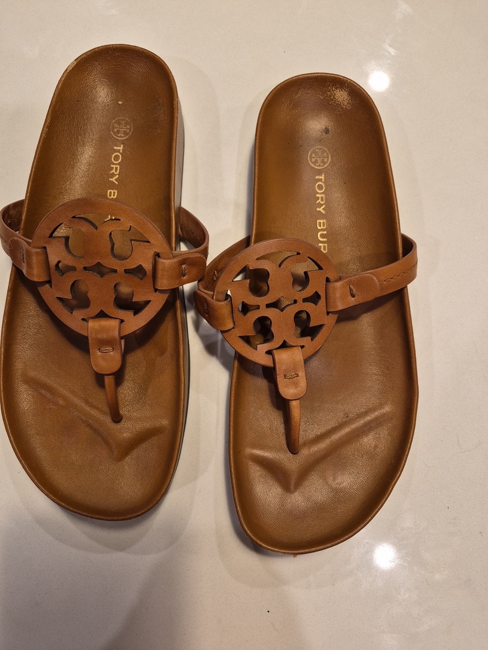 Tory Burch Miller Leather Thong Sandal - Brown size 9